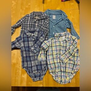 Plaid Kids Shirts Snap Bottom Set 12 mon
